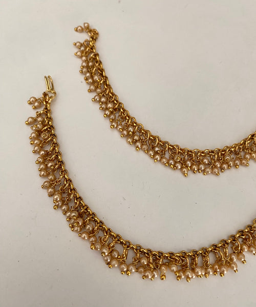 Cream pearl drop earring chain  image 1