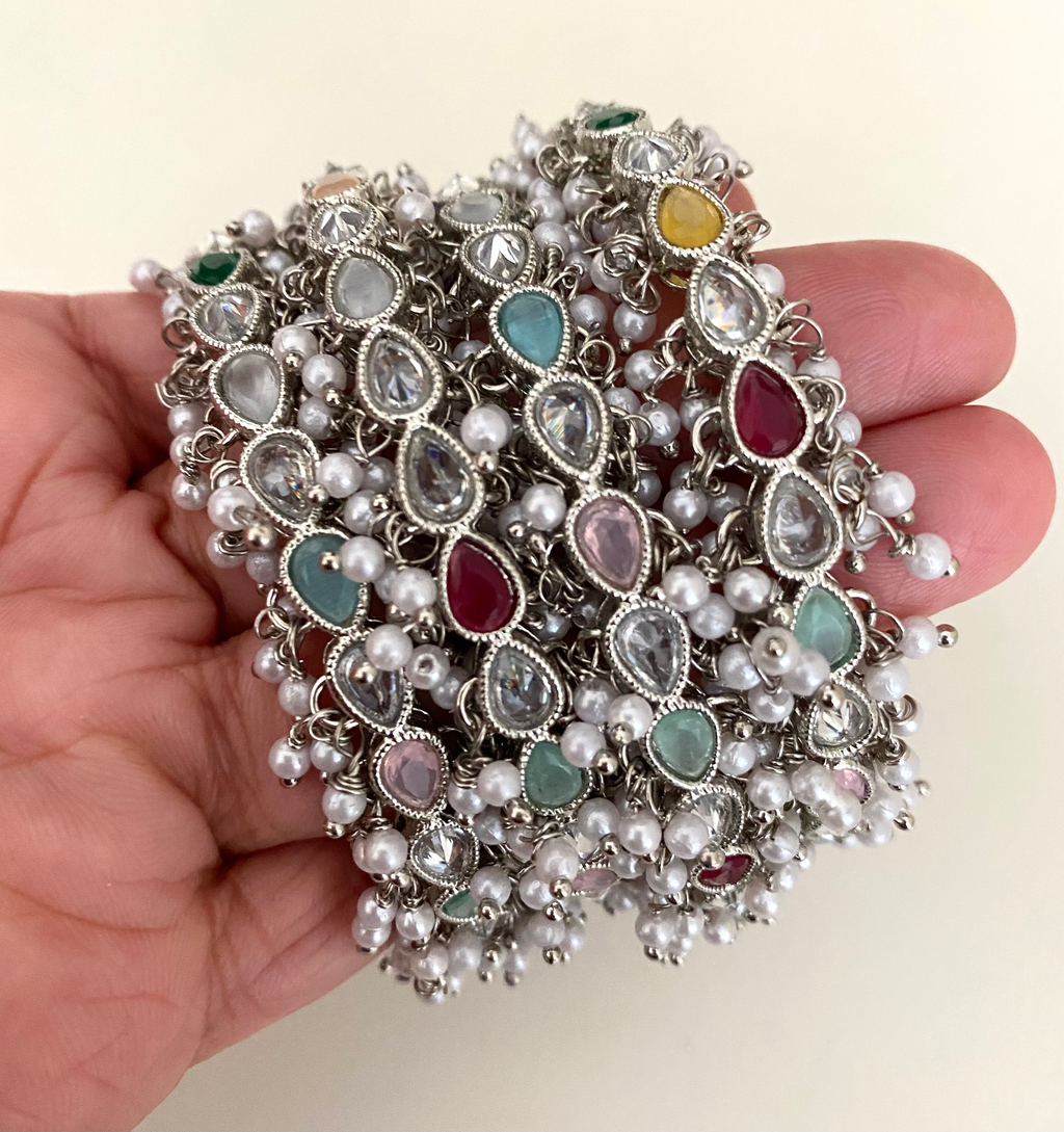 Silver tear drop (multicolour stonework) image 0