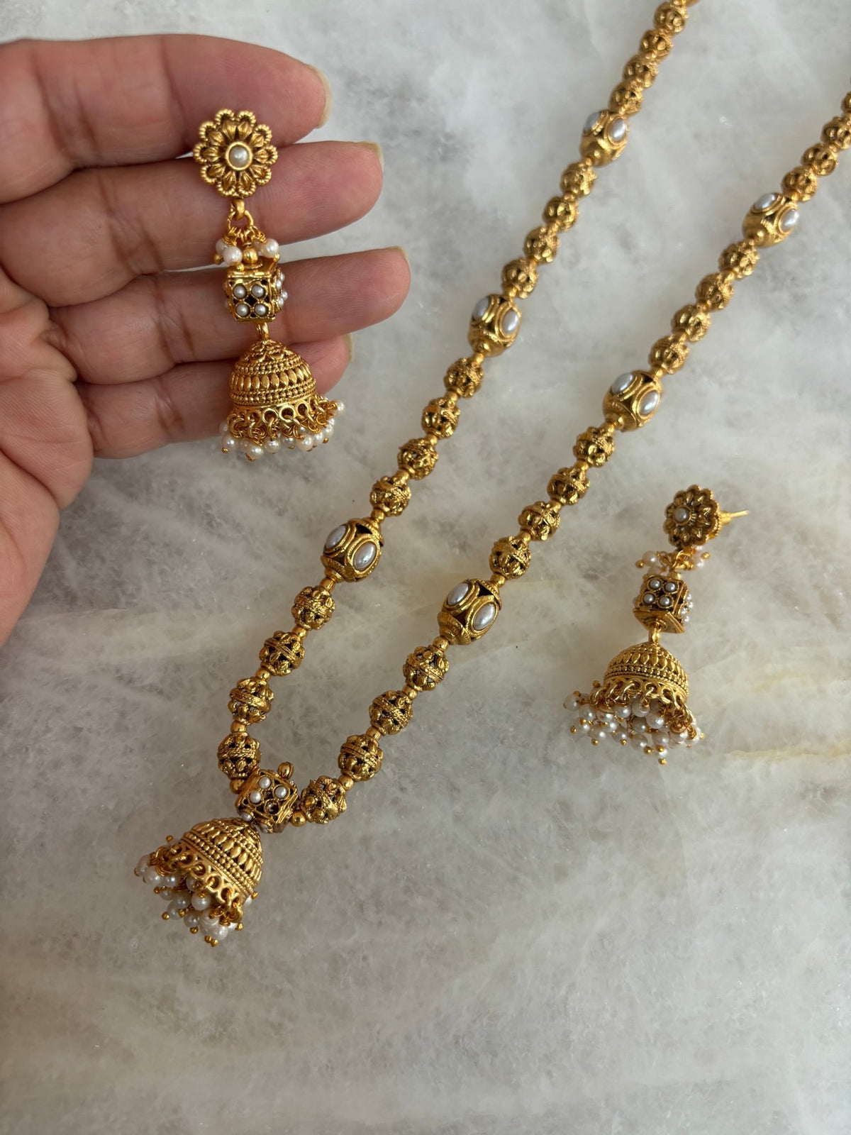 Dome single Jhumka drop (pearl) - Ishy Haq