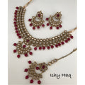 Antique Gold Set with Plum Bead Drops image 0
