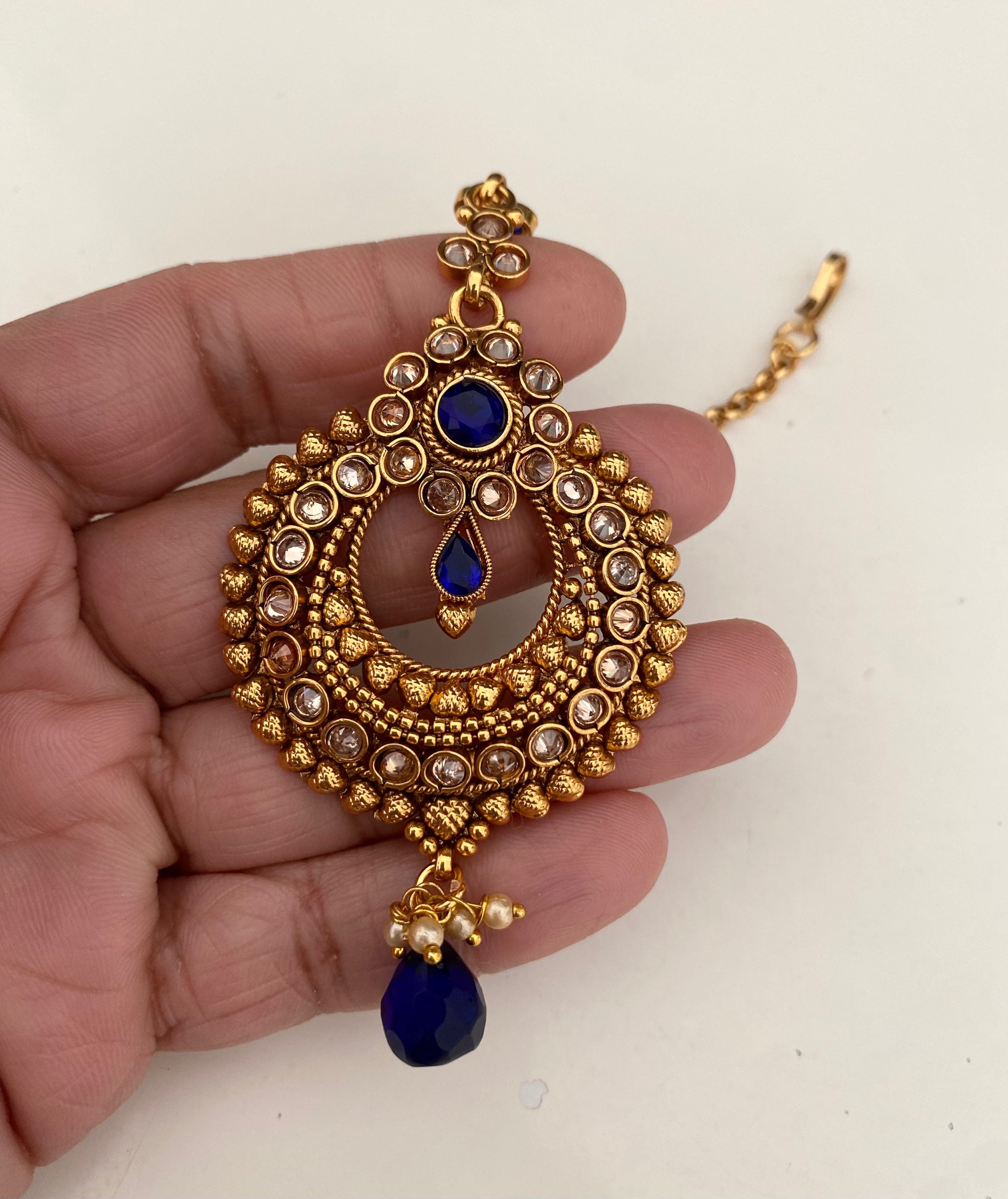 Gold stonework blue tikli  image 0