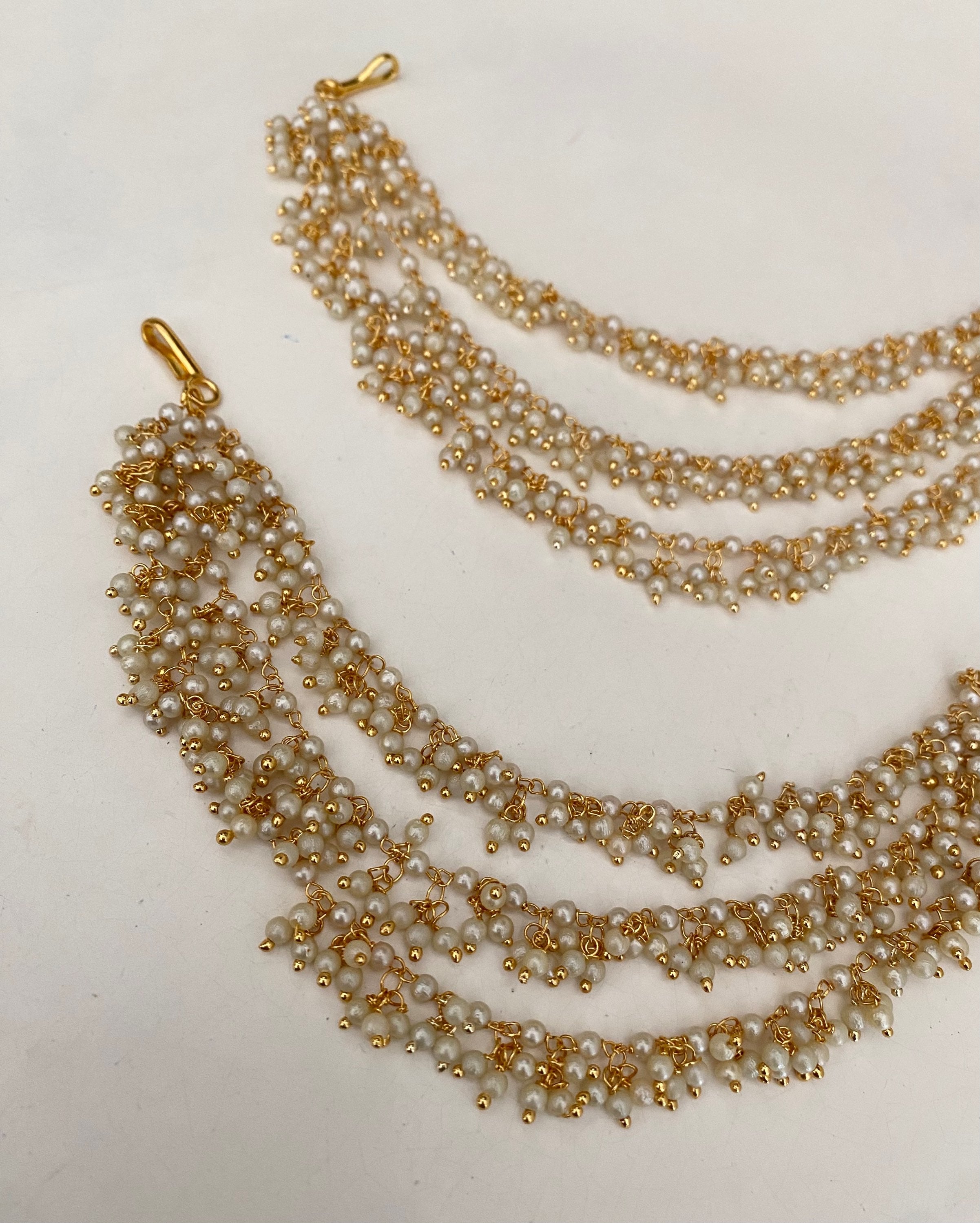Pearl 3 layer earring chain image 1