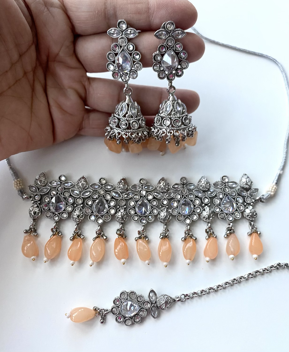 Silver orange peach droplet  image 0