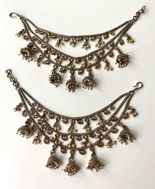 Antique gold earring chain  image 1