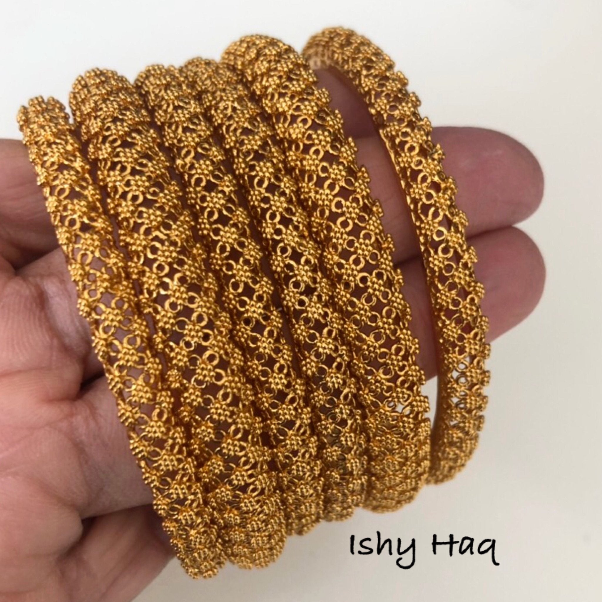 Floral Vintage Gold Bangles - Ishy Haq